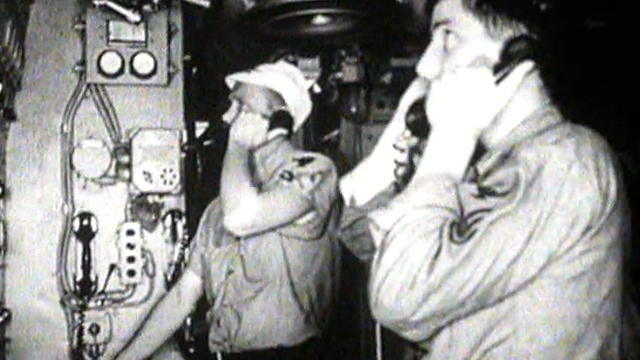 A bord du sous-marin militaire américain Nautilus en 1960. [RTS]