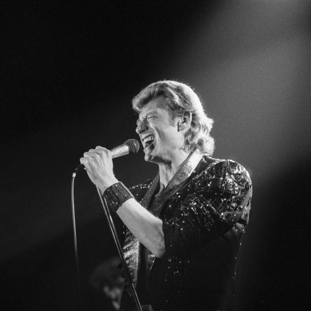 Johnny Hallyday à Lausanne en 1985. [KEYSTONE - Jean-Guy Python]