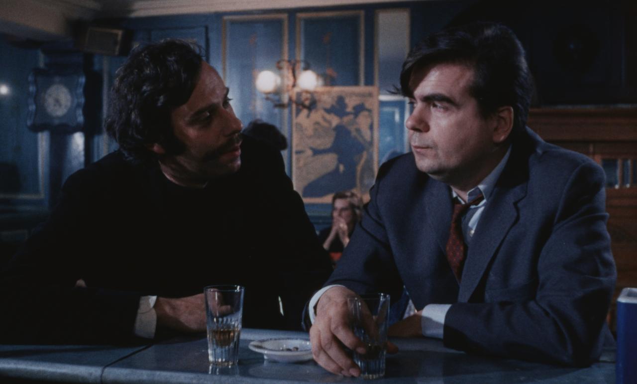 Michael Lonsdale et Jean-Luc Bideau dans La fille au violoncelle [Cinémathèque suisse]