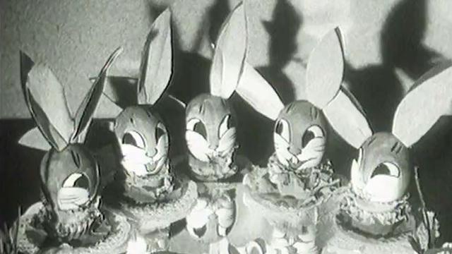 Le temps des oeufs et des lapins en chocolat en 1954. [RTS]