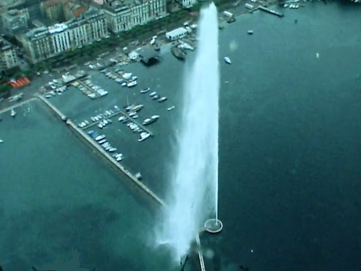 Le Jet d'eau de Genève en 1977. [RTS]