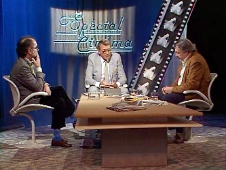 Alain Tanner et Jean-Luc Godard sur le plateau de Spécial Cinéma. [RTS]