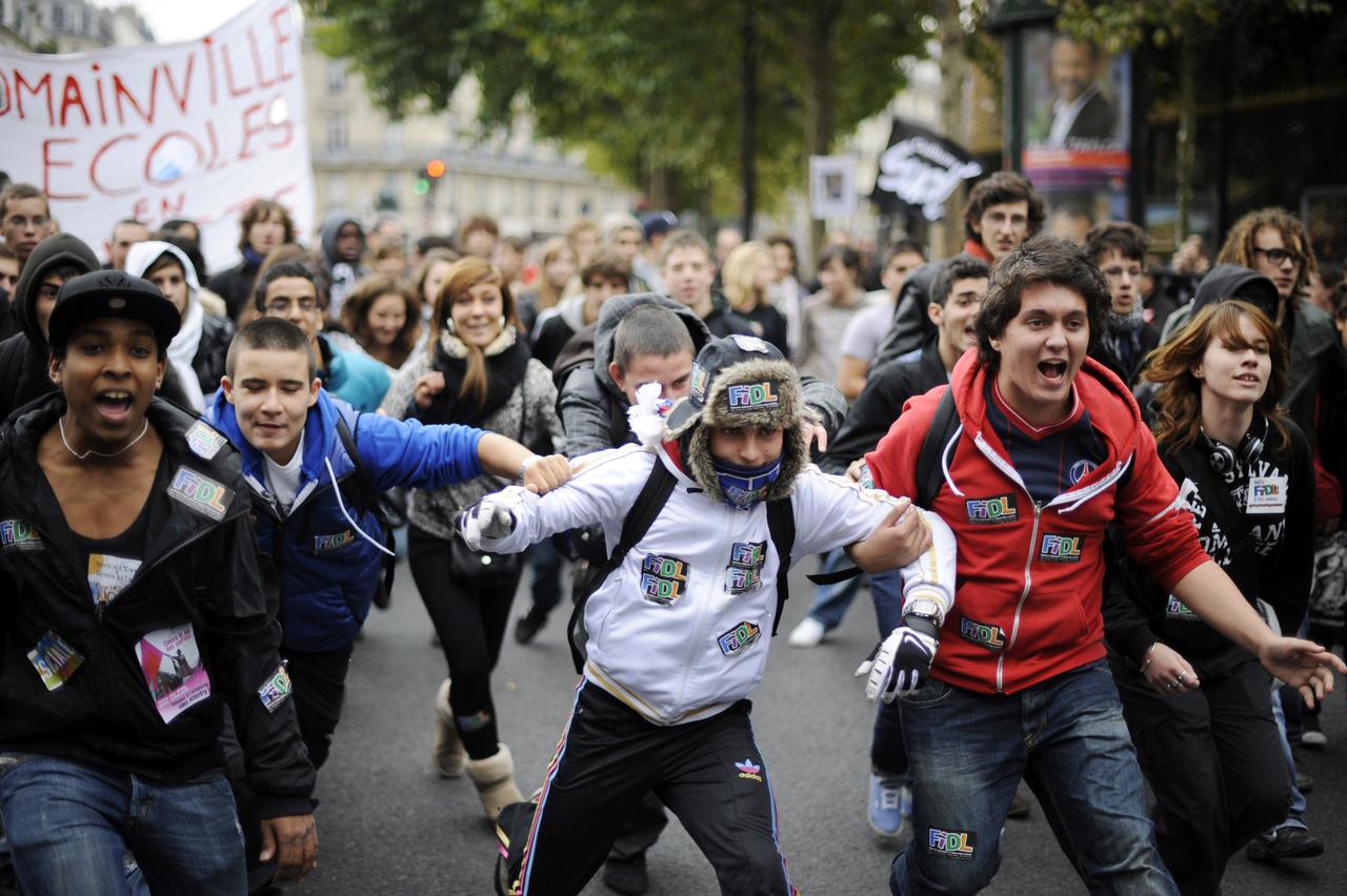 Manifestation estudiantine à Paris contre la réforme des retraites. 15 octobre 2010 [AFP - LIONEL BONAVENTURE]