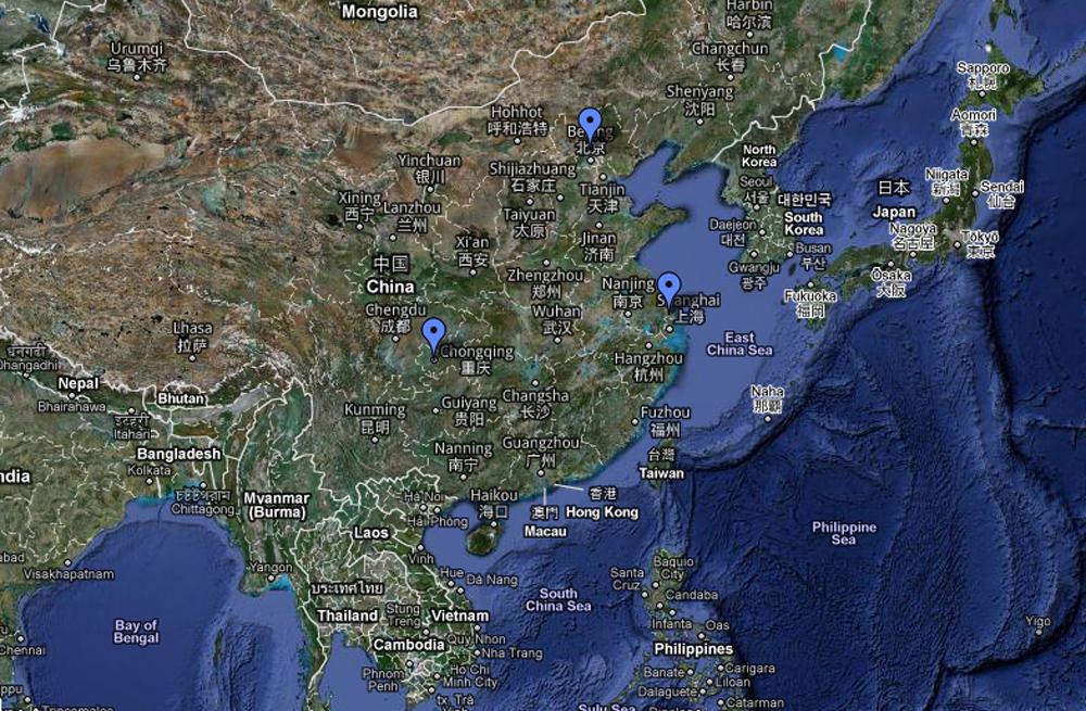 Chongqing (centre), Shanghai (est) et Pékin (nord) sont les trois destinations de Doris Leuthard.