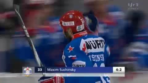 Hockey / Coupe Spengler: Finale. SKA St-Pétersbourg - Team Canada. Les Canadiens tentent le tout pour le tout et Sushinskiy marque dans le but vide (60e)