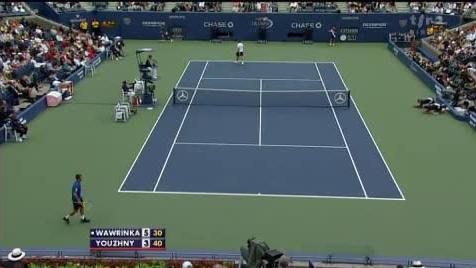 Tennis / US Open (1/4 de finale) : Stanislas Wawrinka gagne le premier set d'un match tendu contre le Russe Mikhail Youzhny par 6 jeux à 3.
