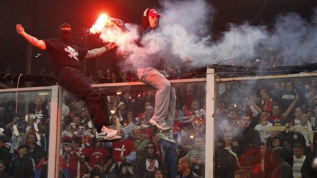 Les supporters serbes présents à Gênes n'étaient pas des enfants de choeur. [Antonio Calanni]