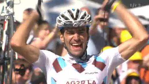 Cyclisme / Tour de France (14e étape): Le Français Christophe Riblon gagne en solitaire la première étape dans les Pyrénées. Andy Schleck conserve le maillot jaune.