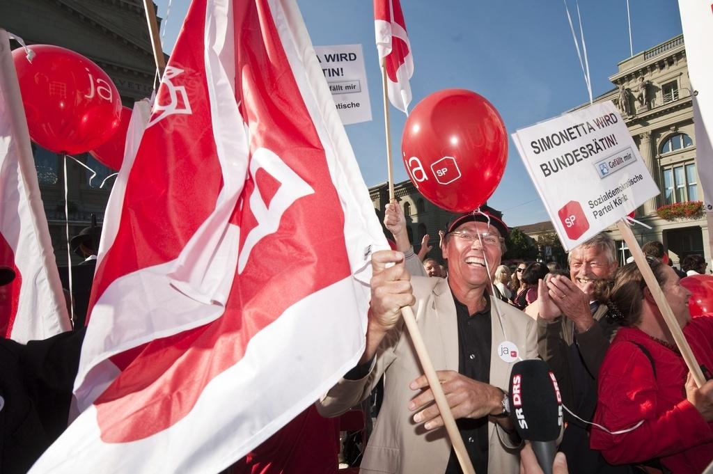 Les sympathisants socialistes ont fêté comme il se doit l'élection de Simonetta Sommagura.