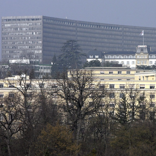 Le siège du BIT à Genève (à l'arrière plan) est au centre du mouvement de grève. [Martial Trezzini]