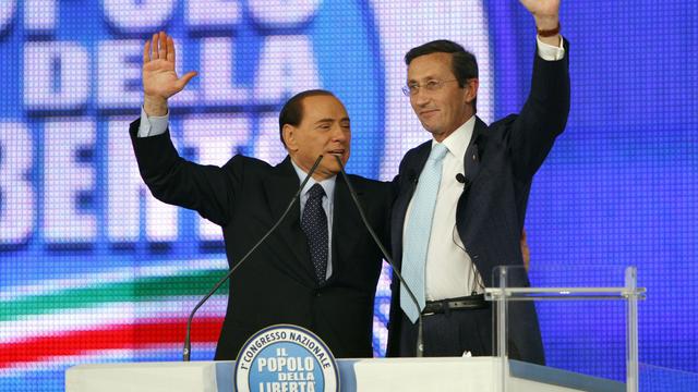 Silvio Berlusconi et Gianfranco Fini du temps de leur entente, en 2009.