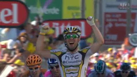 Cyclisme / Tour de France: L'Anglais Mark Cavendish gagne la 11e étape, sa 3e victoire dans cette édition 2010, à l'issue d'un sprint marqué par des coups de tête...