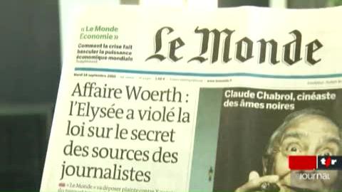 France/ Affaire Woerth-Bettencourt: Le quotidien Le Monde affirme que l'Elysée a violé la loi sur le secret des sources d'un de ses journalistes