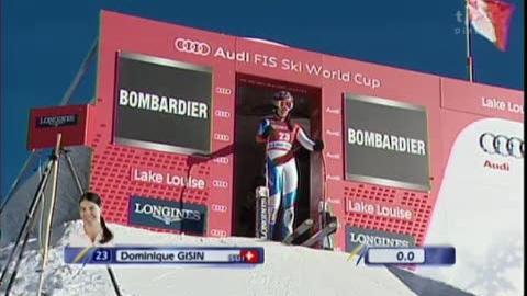 Ski / Coupe du monde : Dominique Gisin réussit un joli coup en prenant la 3e place de la descente de Lake Louise derrière les vedettes Maria Riesch et Lindsey Vonn.