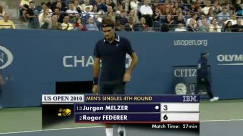 Tennis / US Open (1/8e de finale): Federer – Jürgen Melzer (AUT). Federer a commencé très fort et remporte la 1re manche 6-3