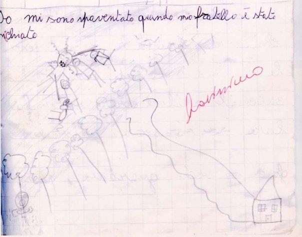 Un dessin réalisé en 2005 par le frère de Luca et qui représente l'agression de l'enfant [DR]