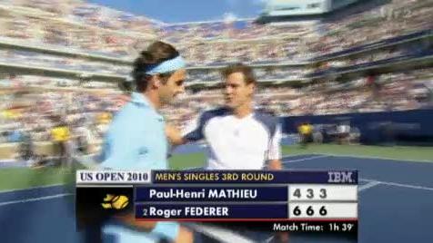 Tennis / US Open (3e tour): Roger Federer – Paul-Henri Mathieu (FRA). Le Français près du break avant de s’incliner