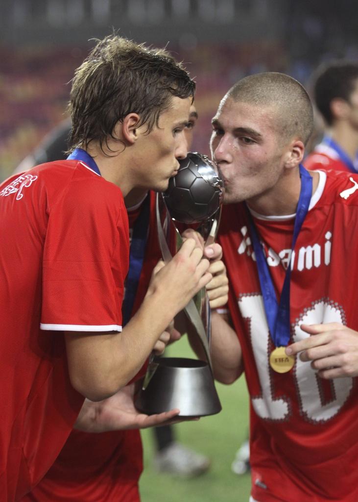 Kasami a fait partie de l'équipe de Suisse M17 championne du monde au Nigeria. [KEYSTONE - SUNDAY ALAMBA]