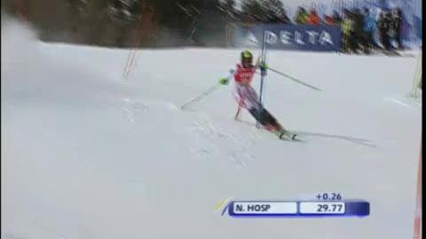 Ski alpin / slalom dames Aspen (USA/1re m.): avec le dossard 15, Nicole Hosp (AUT) réalise le 2e meilleur temps