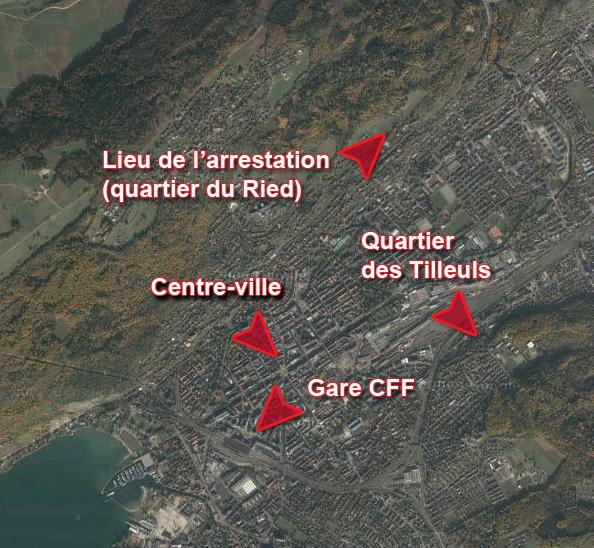 Le forcené a été arrêté dans le quartier du Ried, sur les hauteurs de Bienne. [Google Maps]