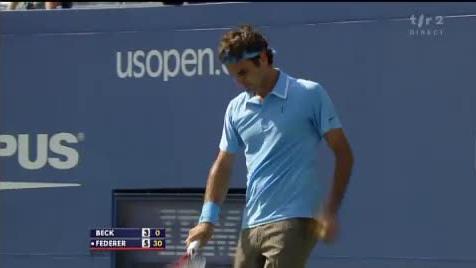 Tennis / US Open (2e tour): Roger Federer (SUI) - Andreas Beck (GER). Une première manche facilement remportée par Roger Federer 6-3