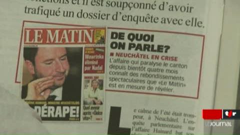 NE/Affaire Hainard: la compagne du ministre de l'économie, qui fait l'objet d'une enquête parlementaire, est suspendue de ses fonctions d'inspectrice