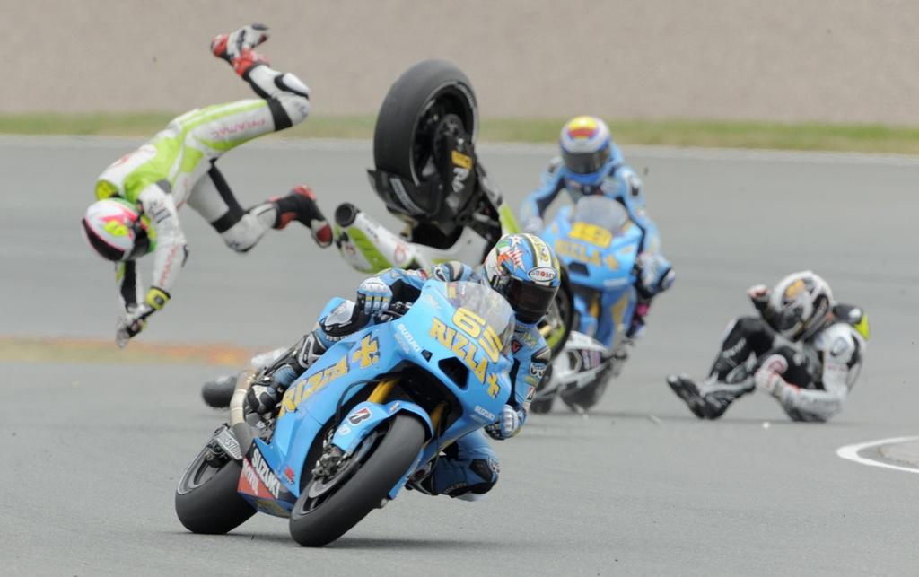 L'accident de Randy De Puniet a contraint à un arrêt de la course [KEYSTONE - Jens Meyer]