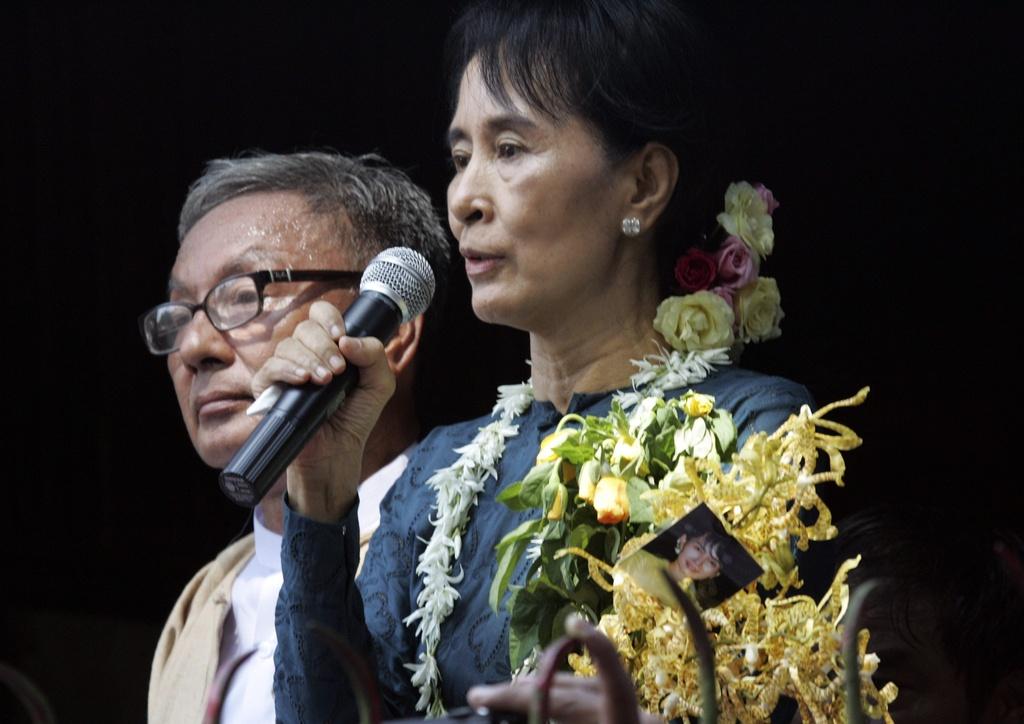 La dissidente plaide pour la liberté d'expression. [KEYSTONE - Khin Maung Win]