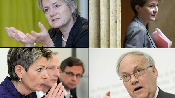 Jaqueline Fehr, Simonetta Sommaruga, Karin Keller-Sutter et Johannes Schneider-Ammann, le quatuor gagnant des spécialistes. [Keystone]