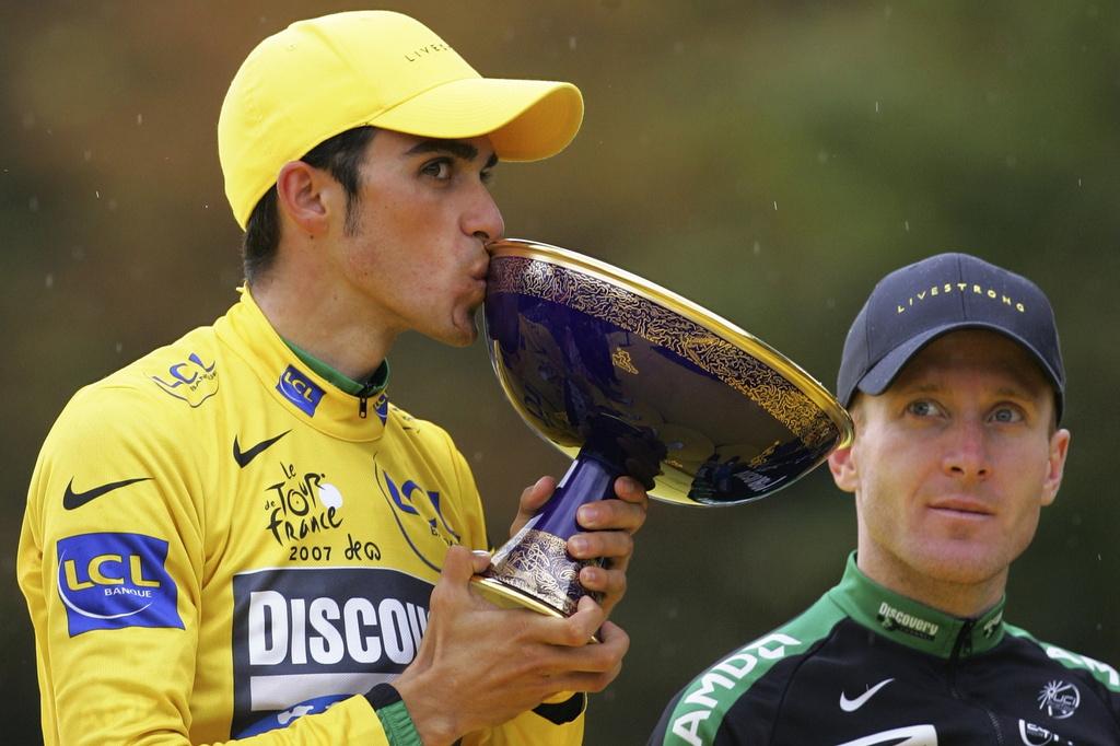 Contador a remporté le TdF en 2007, 2009 et 2010. [KEYSTONE - Peter Dejjong]