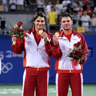 Lors des JO de Pékin en 2008, la paire Federer-Wawrinka avait été irrésistible faisant oublier l'élimination prématurée du Bâlois en simple (1/4). [Diego Azubel]