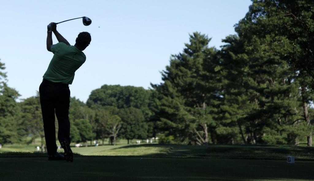 Luke Donald à l'entraînement sur le parcours de l'US Open. [Keystone - Evan Vucci]