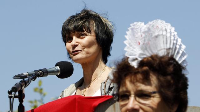 Micheline Calmy-Rey était présente lundi sur la mythique prairie du Grütli. [Urs Flueeler]