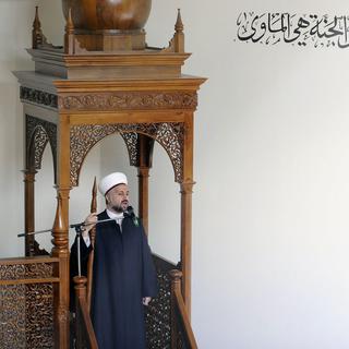 L'imam Mouwafac el-Rifai, au centre islamique de Lausanne (archives novembre 2008). [Dominic Favre]