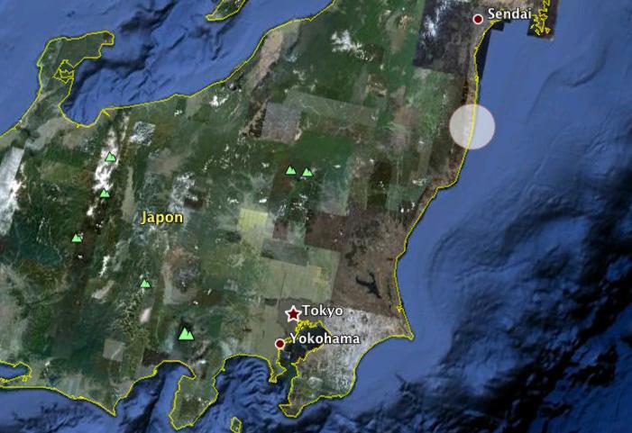 La zone d'exclusion autour de Fukushima