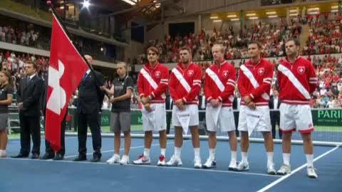 Tennis /Coupe Davis (Suisse-Portugal): entrée des gladiateurs
