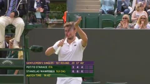 Tennis / Wimbledon / 1er tour: Wawrinka s'impose facilement en 3 petits sets (6-3 6-4 6-4) face à l'italien Starace