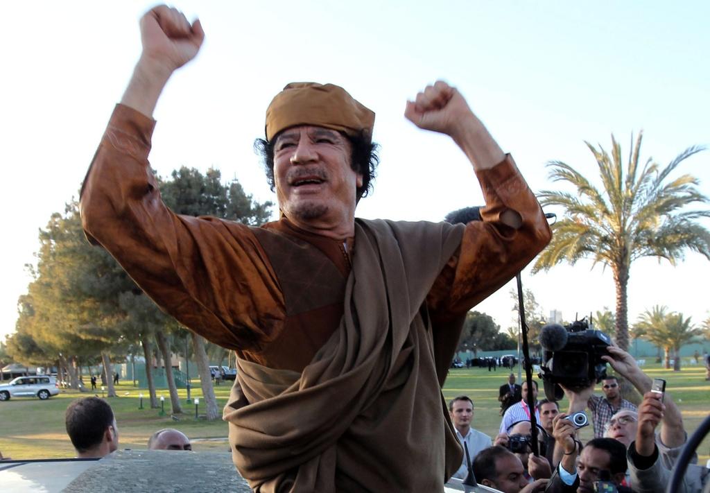 Dans un message audio, Mouammar Kadhafi a affirmé qu'il ne céderait pas à la pression [KEYSTONE - MOHAMED MESSARA]