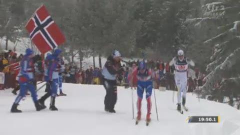 Ski nordique / relais 4 x 10 km: 1er relais. Une attaque russe (Vyleghzanin), la Suède (Rickardsson résiste), mais la Norvège (Johnsrud Sundby) lâche pris