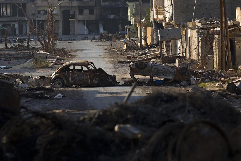 Scène de désolation à Misrata, où les combats font rage depuis deux mois. [KEYSTONE - Bernat Armangue]