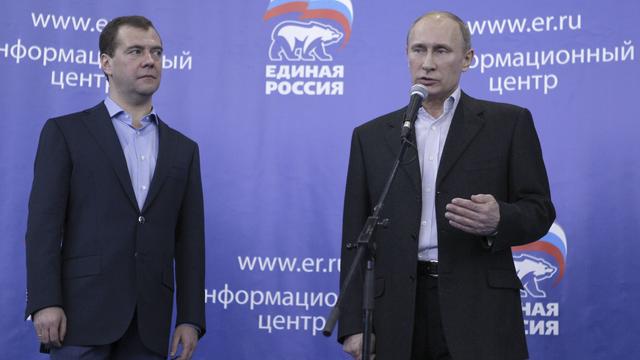 Dmitri Medvedev et Vladimir Poutine, leaders de Russie unie. [RIA Novosti]