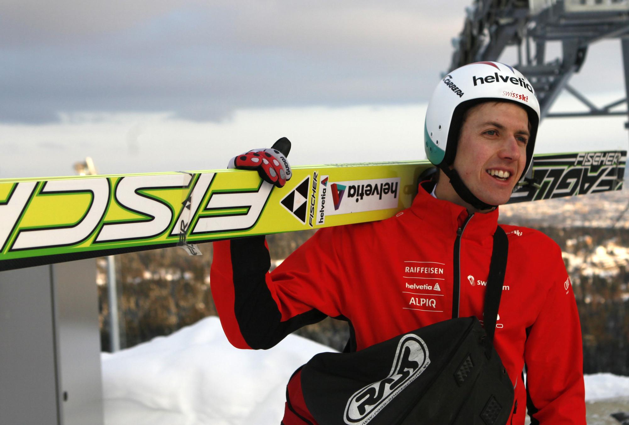 Simon Ammann vise à Oslo une 4e médaille mondiale. [REUTERS - Petr Josek]