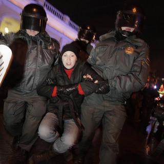 Plusieurs personnes ont été interpellées durant les manifestations anti-Poutine en Russie. [Dmitry Lovetsky]
