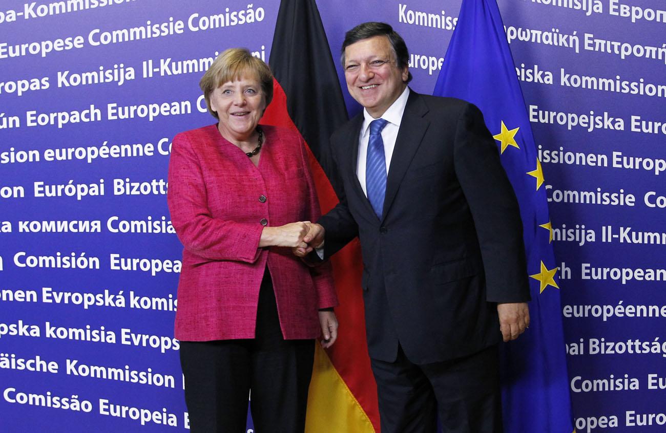 Angela Merkel Et Juan Manuel Barroso étaient à Bruxelles mercredi pour une réunion de la Commission européenne. [Francois Lenoir]