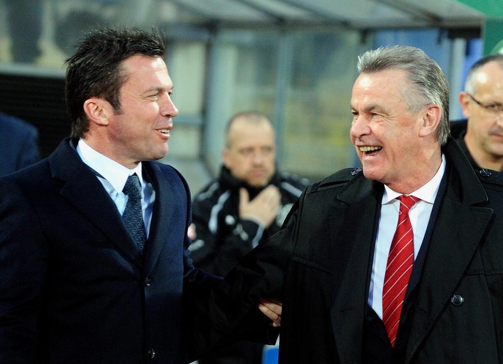 Lothar Matthäus et Ottmar Hitzfeld deux compatriotes en danger. [KEYSTONE - Vassil Donev]