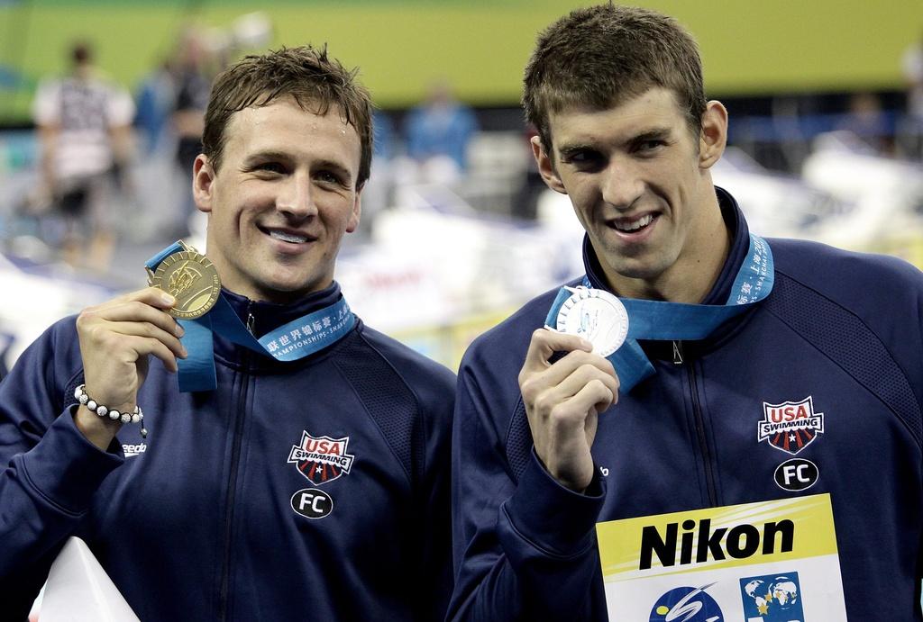 Bryan Lochte et Michael Phelps ont réalisé un doublé américain sur 200m libre. [KEYSTONE - Kim Ludbrook]