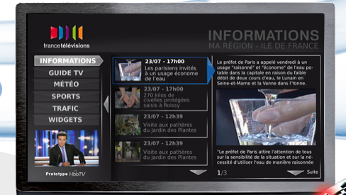 Le prototype de plateforme HBBTV de France Télévision. [hbbtv]