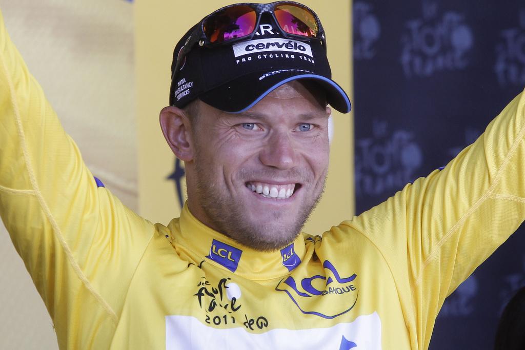 Thor Hushovd a ravi le maillot jaune à Philippe Gilbert. [KEYSTONE - Laurent Cipriani]