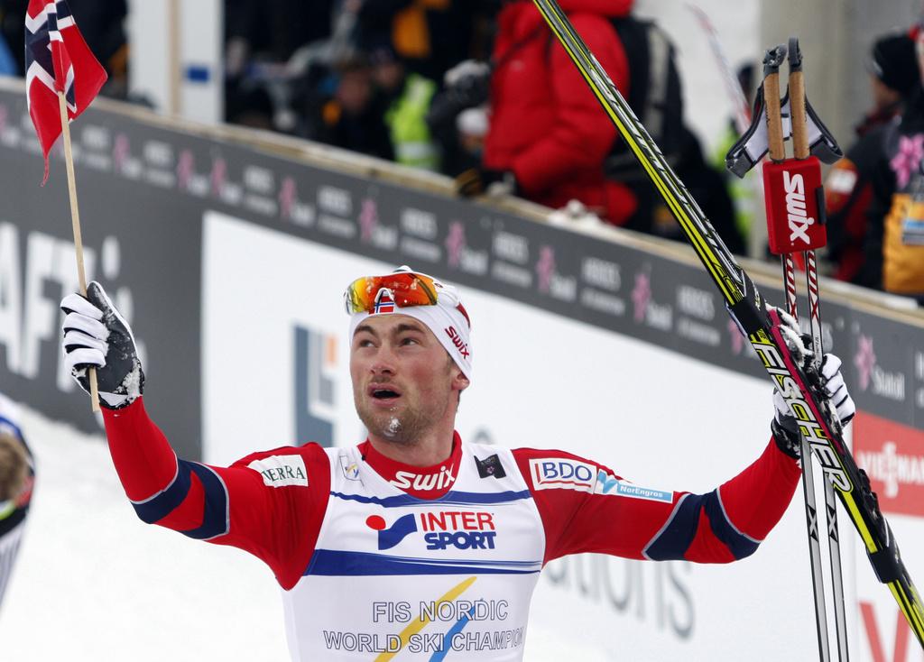 Petter Northug décroche sa 2e médaille à Oslo après l'argent en sprint. [KEYSTONE - Matthias Schrader]