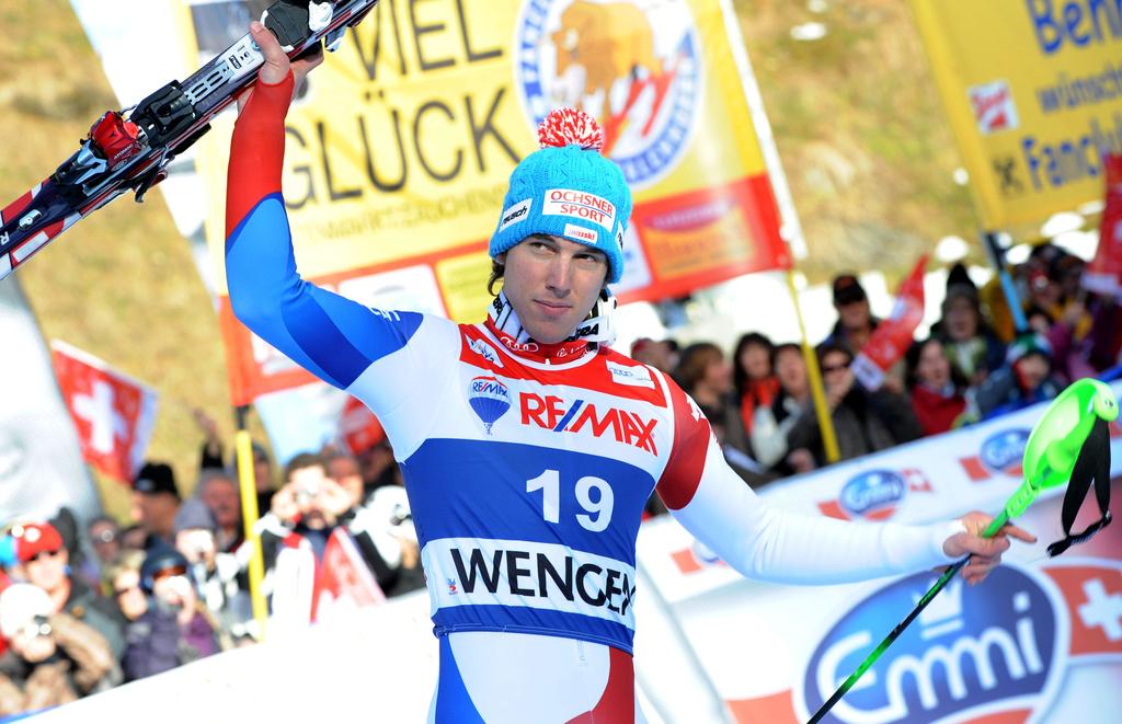 Carlo Janka peut maintenant rêver d'un nouveau succès en descente à Wengen. [KEYSTONE - Giovanni Auletta]